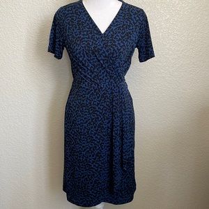 Banana Republic Factory Blue and Black Wrap Dress